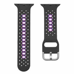 Silicone Porous Watch Bands For Apple Watch Series 4&5&6, Specification: 44mm (Black+Purple)