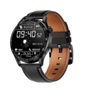 HD2 1.32 Inch Heart Rate Detection Smart Watch(Black + Leather)
