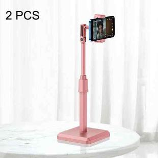 2 PCS Desktop Mobile Phone Live Broadcast Bracket Online Class Telescopic Floor Stand(Cherry Blossom Pink)