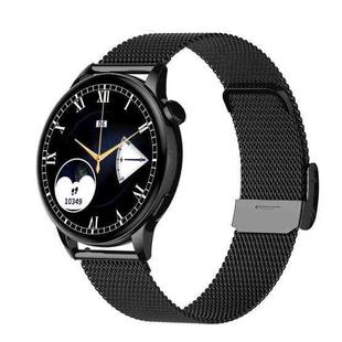 HD1 1.3 Inch AMOLED Screen Smart Watch with NFC Function(Black Steell+Silicone Strap)