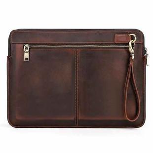 CONTACTS FAMILY Leather Laptop Sleeve For Macbook Pro 14.2 Inch(Coffee)