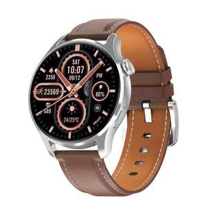 HD3 1.32 Inch Heart Rate Monitoring Smart Watch with Payment Function(Silver Leather)