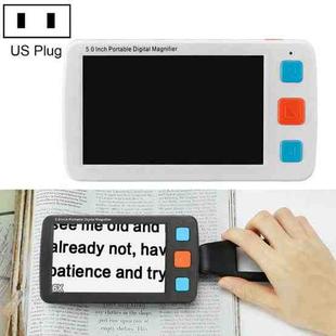 5.0 inch Portable HD Electronic Vision Aid Low Vision Magnifying Glass Reader, US Plug(White)