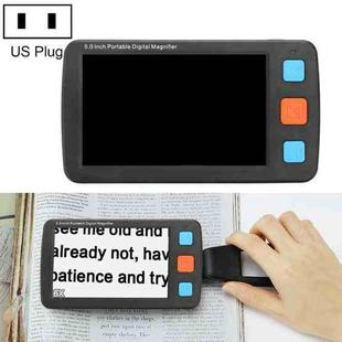5.0 inch Portable HD Electronic Vision Aid Low Vision Magnifying Glass Reader, US Plug(Black)