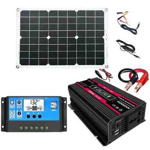 Solar Power System Inverters+30A Controller+18W 18V Solar Panel, Specification: Black 12V To 220V