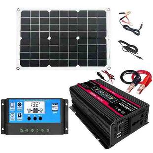 Zhi Zun Solar Power System Inverters+30A Controller+18W 18V Solar Panel, Specification: Black 12V To 110V