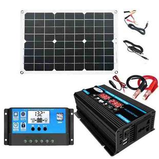 Solar Power System Inverter 30A Controller+18W 12V Solar Panel, Specification: Black 12V To 220V