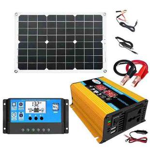 Solar Power System Inverter 30A Controller+18W 12V Solar Panel, Specification: Yellow 12V To 110V