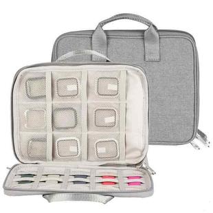 Portable Double-Layer Strap Storage Bag Data Cable Organizer Bag(Grey)