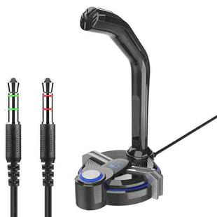 F18 Dual Interface Computer Microphone with Phone Stand Function(3.5 Version Black Blue)