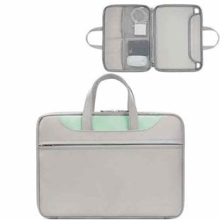 Baona BN-Q006 PU Leather Full Opening Laptop Handbag For 14 inches(Gray+Mint Green)
