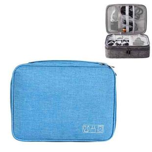 5 Inch Multifunctional Electronic Digital Earphone Power Cord Storage Bag(Lake Blue)