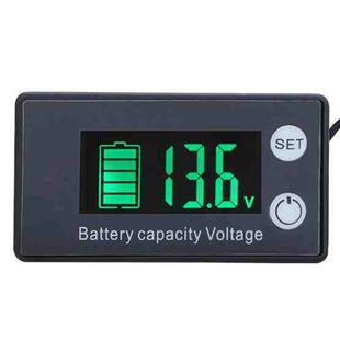 Two-Line Digital Display DC Voltmeter Lead-Acid Lithium Battery Charge Meter, Color: Green+Temperature