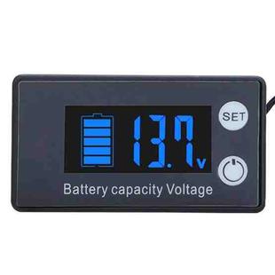 Digital Display DC Voltmeter Lead-Acid Lithium Battery Charge Meter, Color: Blue+Temperature