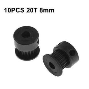 10 PCS GT2 3D Printer Synchronous Wheel Transmission Leather Pulley, Specification: 20 Tooth 8mm Black