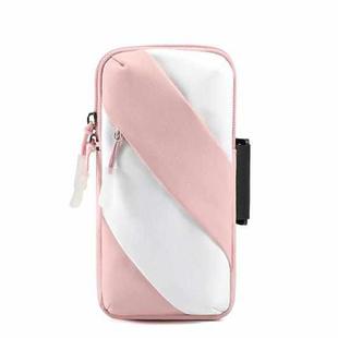 Running Mobile Phone Arm Bag Outdoor Equipment Wrist Bag(Pink White)