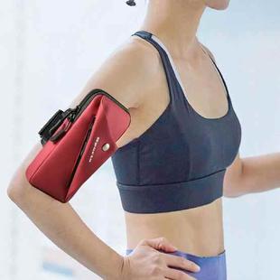 Outdoor Night Running Fitness Mobile Phone Arm Bag Sports Wrist Bag(Claret)
