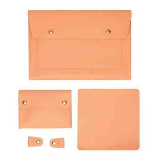 S178 3 In 1 Leather Waterproof Laptop Liner Bag, Size: 13 inches(Honeydet Oranges)