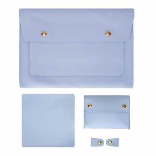 S178 3 In 1 Leather Waterproof Laptop Liner Bag, Size: 14 inches(Baby Blue)