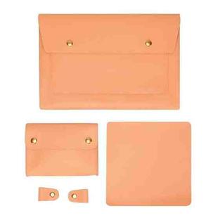 S178 3 In 1 Leather Waterproof Laptop Liner Bag, Size: 15 inches(Honeydet Oranges)