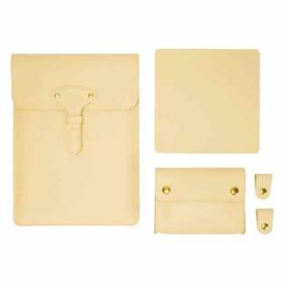 S177 3 In 1 Leather Waterproof Laptop Liner Bags, Size: 13 inches(Light Yellow)