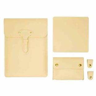 S177 3 In 1 Leather Waterproof Laptop Liner Bags, Size: 14 inches(Light Yellow)