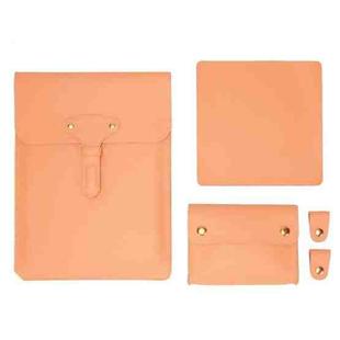 S177 3 In 1 Leather Waterproof Laptop Liner Bags, Size: 14 inches(Honeydet Oranges)