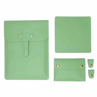S177 3 In 1 Leather Waterproof Laptop Liner Bags, Size: 14 inches(Avocado Green)