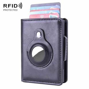 X-80 RFID Anti-theft Brushed Leather Card Holder For AirTag(Black)
