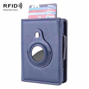 X-80 RFID Anti-theft Brushed Leather Card Holder For AirTag(Blue)