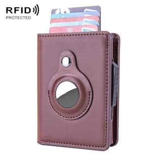 X-80 RFID Anti-theft Brushed Leather Card Holder For AirTag(Coffee)