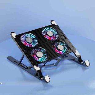 Laptop Radiator Bracket Folding Storage Air-cooled Cooling Base,Style: Four Fan