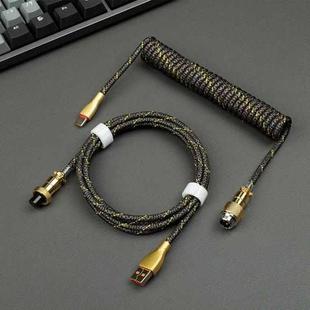 Mechanical Keyboard Spring Cable Gold-plated Aerial Plug(Black)