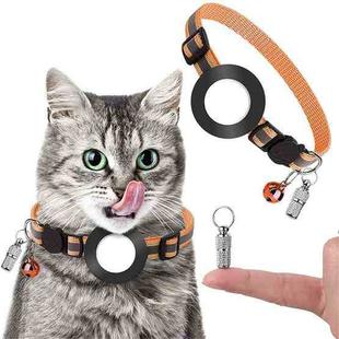 Pet Anti Lost Address Pendant Collar with Bell for Airtag(Orange)