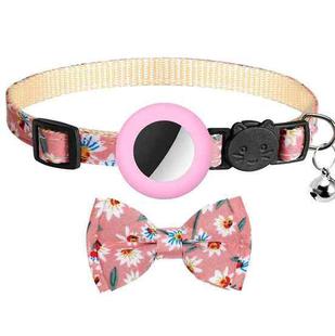 Anti-Lost Printed Bow Pet Collar with Bell for AirTag(Pink)