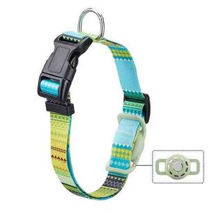Geometric Print Ethnic Pet Collar for AirTag, Specification: S(Green)