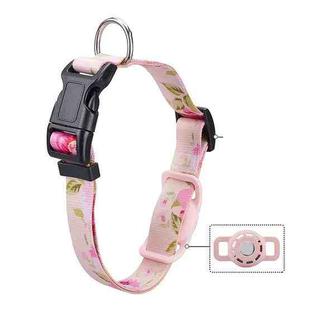 Geometric Print Ethnic Pet Collar for AirTag, Specification: L(Pink Rose)