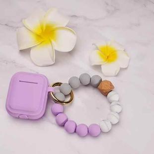 For Airpods Tassel Beaded Bracelet Earphone Case, Color: Striped Light Purple+Bead+Buckle