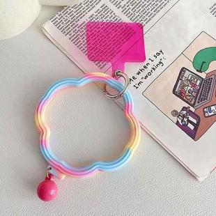 Flower-shaped Wave Phone Case Anti-lost Keychain Silicone Bracelet(Rainbow)