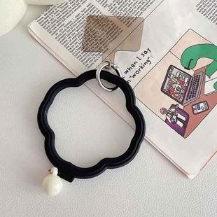 Flower-shaped Wave Phone Case Anti-lost Keychain Silicone Bracelet(Black)