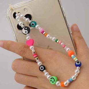 Imitation Pearl Mobile Phone Chain Smiley Beaded Soft Pottery Love Mobile Phone Chain(Qt-k210095a)