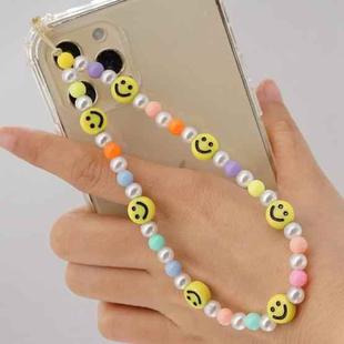 Imitation Pearl Mobile Phone Chain Smiley Beaded Soft Pottery Love Mobile Phone Chain(Qt-k210095b)