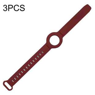 3PCS Anti-lost Location Tracker Silicone Bracelet Protective Cover For AirTag(Claret)