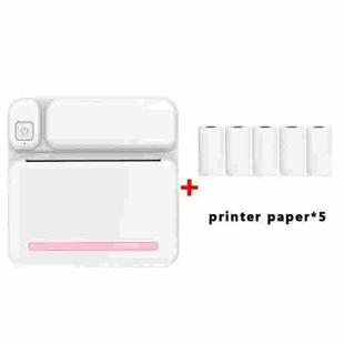 C19 200DPI Student Homework Printer Bluetooth Inkless Pocket Printer Pink Printer Paper x 5