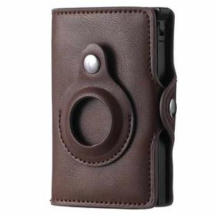 FY2108 Tracker Wallet Metal Card Holder for AirTag, Style: Crazy Horse (Coffee)