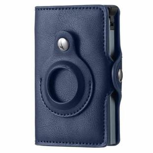 FY2108 Tracker Wallet Metal Card Holder for AirTag, Style: Crazy Horse (Blue)