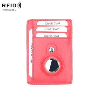 TQ-319 Anti-Theft Anti-Lost Tracker Leather Card Holder For AirTag, Style: Flat Pattern (Red)