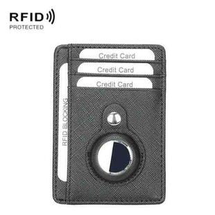 TQ-319 Anti-Theft Anti-Lost Tracker Leather Card Holder For AirTag, Style: Cross Pattern (Black)