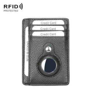 TQ-319 Anti-Theft Anti-Lost Tracker Leather Card Holder For AirTag, Style: Lychee Pattern (Black)