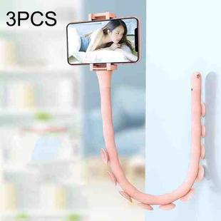 3PCS Caterpillar Mobile Phone Stand Magic Suction Cup Bedside Desktop Bracket(Red Pink)